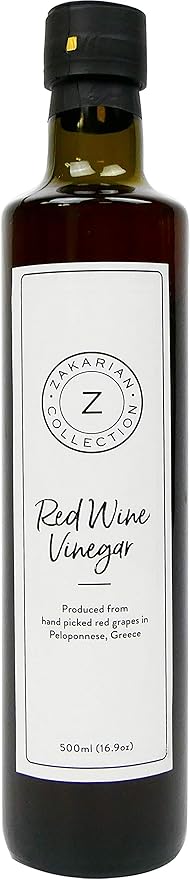 Zakarian: Red Wine Vinegar - Made from Organic Greek Red Grapes - 500 ml - Intense, Refined Flavor