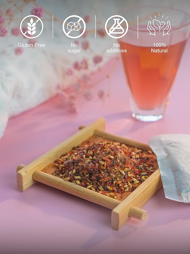 TeeLux Rosehip & Hibiscus Tea Bags, 2.5g/bag, Slight Tart Taste & Fruity Flavor, Caffeine Free, 60