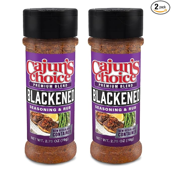 Cajun's Choice Blackened Seasoning - 2.75 oz Jar, Pack of 2, All Natural, Low Salt, Gluten-Free