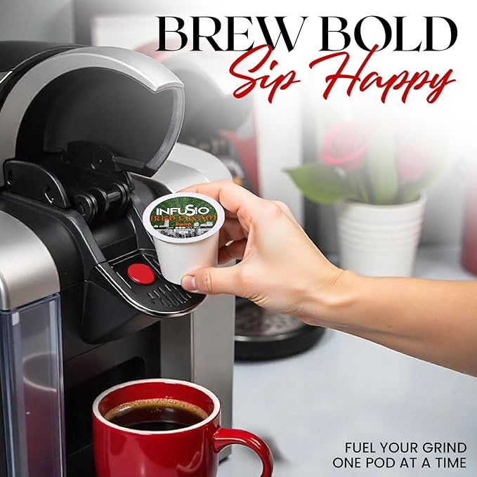 InfuSio Coffee Pods 96 Count Irish Cream Flavored Medium Roast Single serve Coffee pods for Keurig