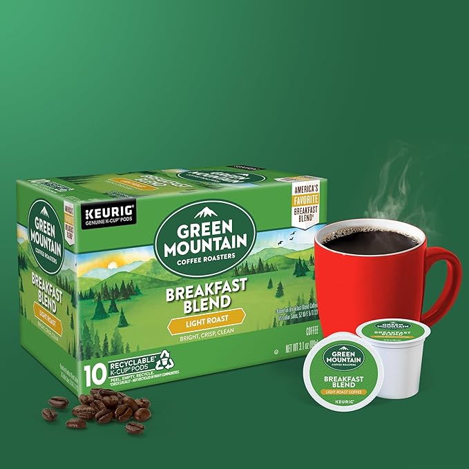 Green Mountain Coffee Roasters Breakfast Blend, Keurig Single Serve K-Cup Pods, Light Roast Coffee