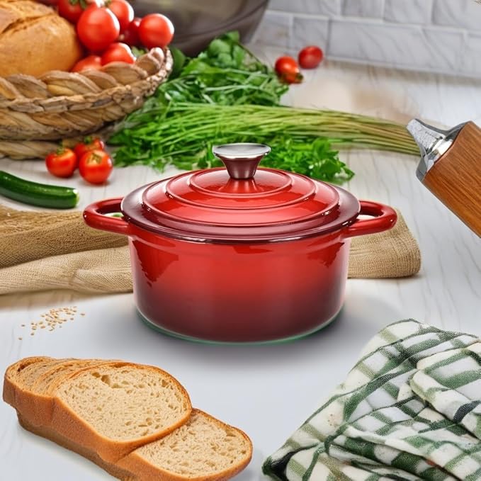 Hamilton Beach 3-Quart Enameled Cast Iron Dutch Oven with Lid | Heavy-Duty Pot for Braising