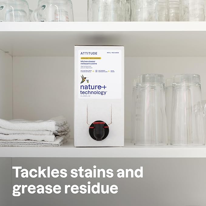 ATTITUDE Kitchen Cleaner Spray Refill, EWG Verified, Powerful Degreaser, Cuts Grease & Grime