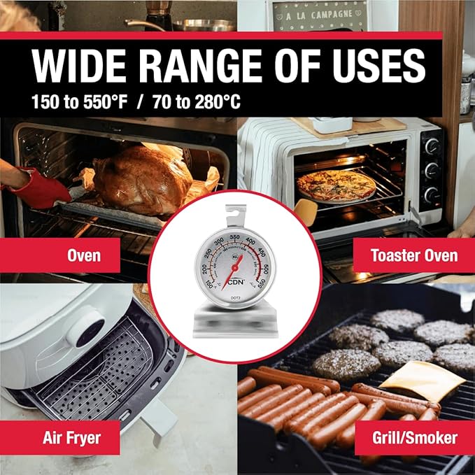 "CDN Oven Thermometer ProAccurate®, Easy-to-Read 2"" Dial, Stainless Steel Housing, Temperature