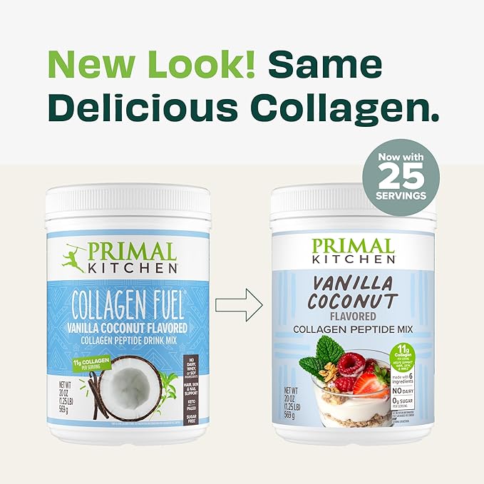 Primal Kitchen Vanilla Collagen Fuel® Drink Mix, Vanilla Coconut Collagen Peptides, No Dairy or
