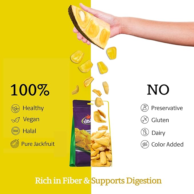 Vinamit Dried Jackfruit Chips | Vacuum Fried Dried Jackfruit | 8.8 oz Bag | Naturally Sweet &