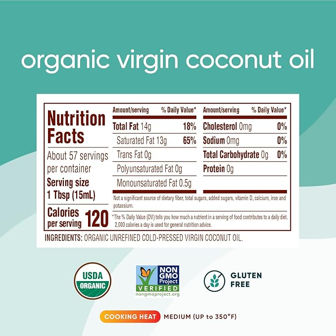Nutiva Organic Coconut Oil, 29 Fl Oz - USDA Organic Cold Pressed Unrefined Extra Virgin Coconut for