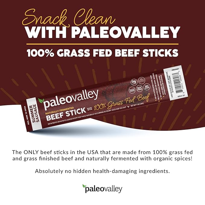 Paleovalley 100% Grass Fed Summer Sausage Beef Sticks