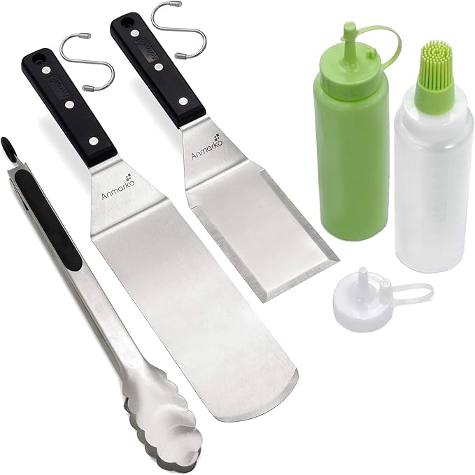 Metal Spatula Set of 4 - Griddle Accessories kit - Grill Flat Spatula Pancake Flipper Hamburger