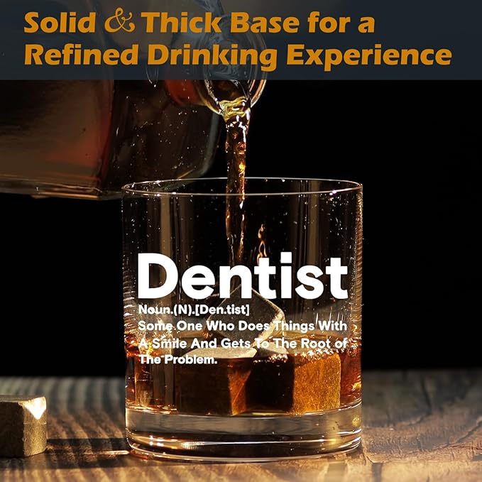 kunlisa Dentist Gifts Whiskey Glasses, Dental Hygienist Assistant Gifts, Dental 10 oz Drinking