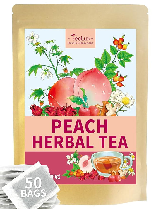 TeeLux Peach Herbal Tea Bags, Fruity Rosehips with Tart Hibiscus & Soothing Chamomile, Fruity &