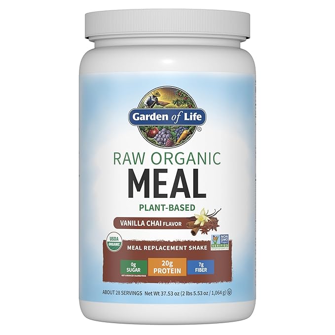 Garden of Life Meal Replacement Shakes, Raw Organic, Vanilla Chai Protein Powder with Plant Based