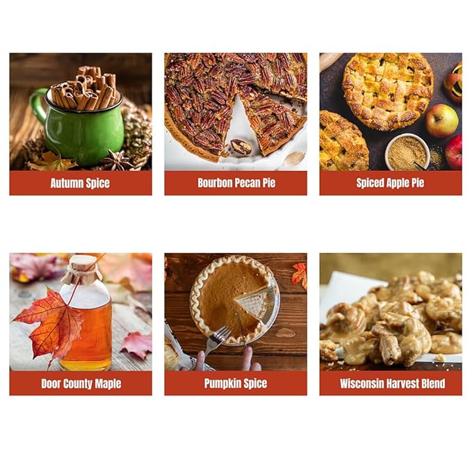 Gourmet Fall Flavored Coffee Sampler Pack - 10 Bags of Seasonal Flavored Coffees - Door County