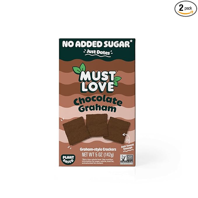 Must Love Chocolate Graham - 2 Pack - No Added Sugar, Sweetened with Dates - Great for Pie Crust