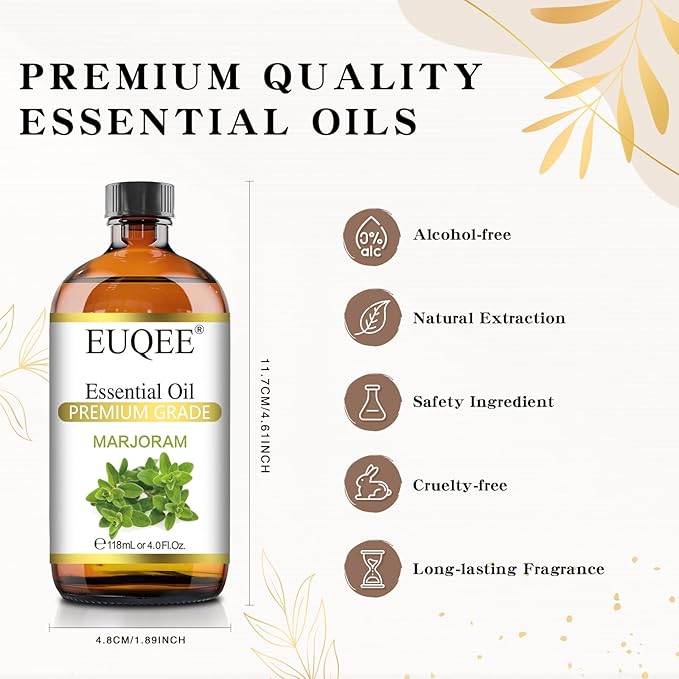 Marjoram Essential Oil 118 ml Large Bottle Premium Marjoram Oil with Glass Dropper Great for