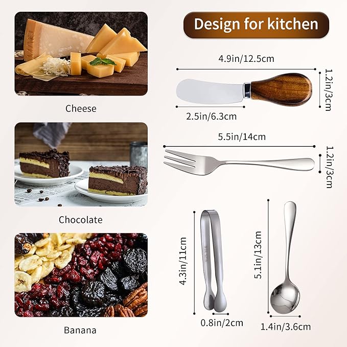 Charcuterie Accessories (20 Pcs), Cheese Spreaders for Charcuterie Board, Mini Serving Spoons