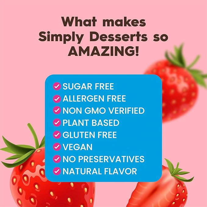 Simply Desserts Sugar-Free Strawberry Jel, 6-Pack - Vegan Dessert, Keto Snacks, Diabetic Friendly &