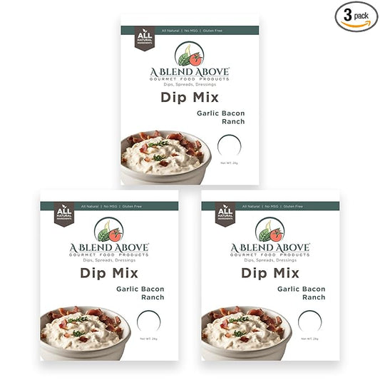 A Blend Above Garlic Bacon Ranch Dip Mix, 3 Packs, 1 oz. Each, Makes 16 Ounces, Gluten-Free, No