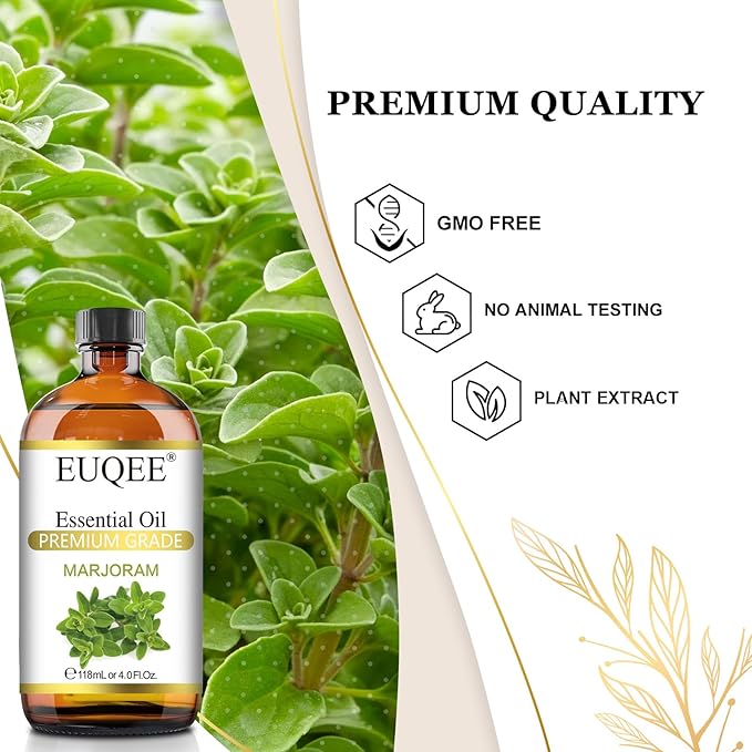 Marjoram Essential Oil 118 ml Large Bottle Premium Marjoram Oil with Glass Dropper Great for