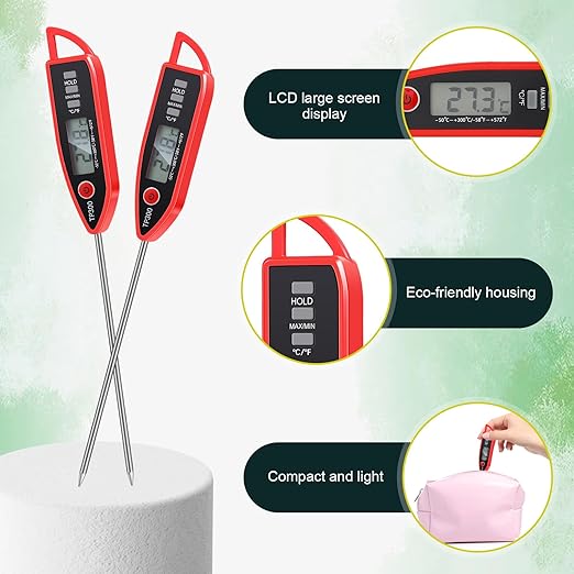 12 Set Waterproof Food Thermometer for Water, Liquid, Candle and Cooking Digital Meat Thermometer