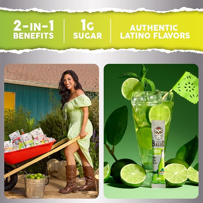 Salud x Jarritos 2-in-1 Energy Drink Powder + Focus, Lime, Organic Caffeine, B6 + B12, Theanine