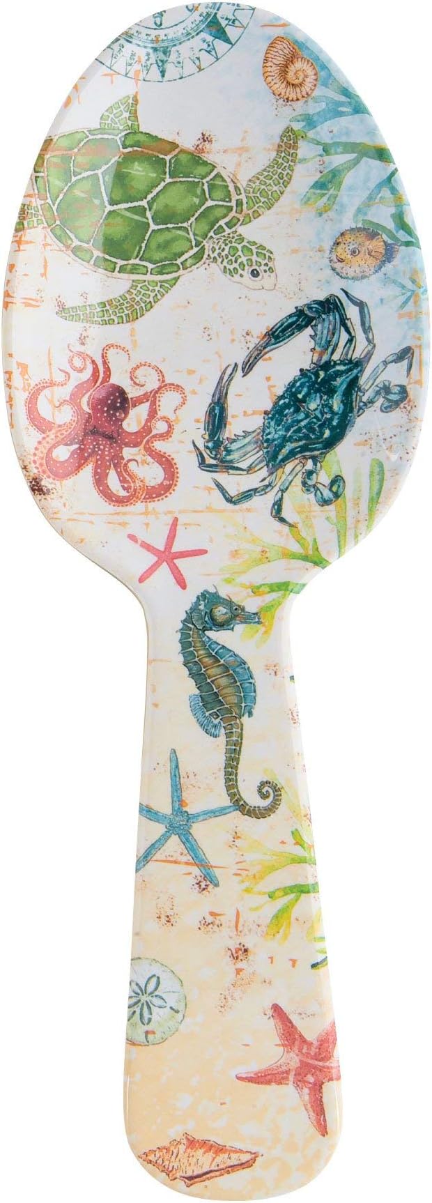 UPware Sea Life Melamine Salad Servers, Serving Utensil Set, Includes Serving Fork and Spoon for
