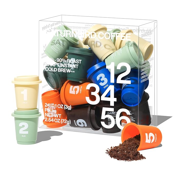 SATURNBIRD Coffee Instant Cold Brew - Light, Medium, Dark Roast Variety Pack, 6 Roast Levels