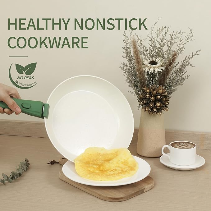 23pcs Ceramic Pots and Pans Set, Nonstick Detachable Handle Cookware, Induction Kitchen Cooking Set