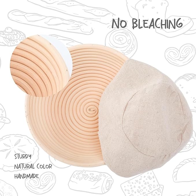 Bread Proofing Baskets Set of 2 8.5 inch Round Dough Proofing Bowls w/Liners Perfect for Home