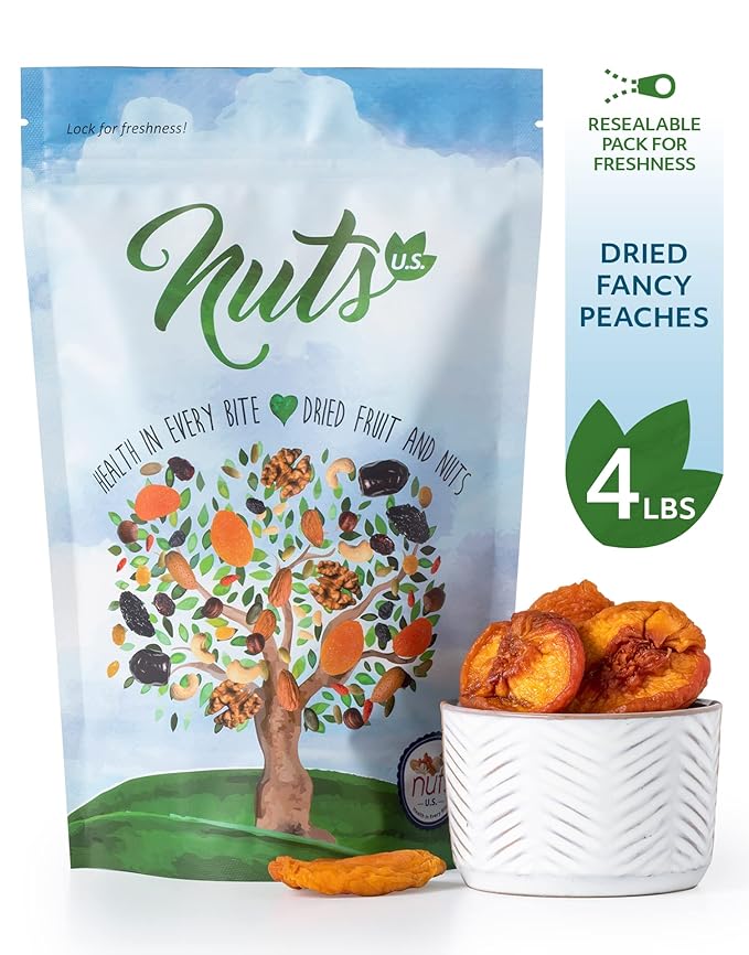 NUTS U.S. - Dried Fancy Peaches | Natural Snack | Fruity Aroma| No Added Sugar and Non GMO | Vegan