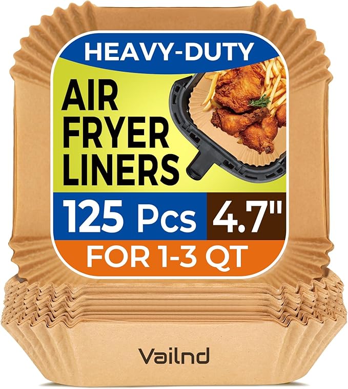 Small Air Fryer Liners Disposable, 2 QT Parchment Paper for COSORI 2.1 Qt Air Fryer, 125PCS 4.7
