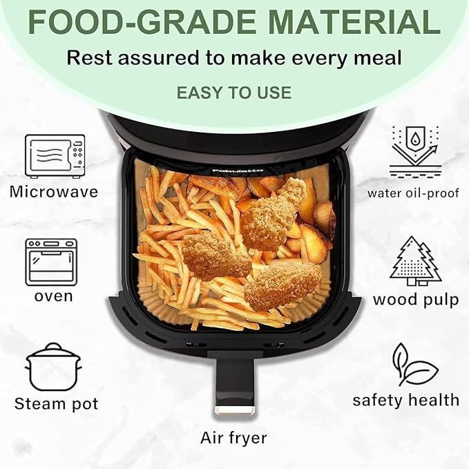 Air Fryer Liners,Disposable Airfryer Paper Liners,Non-Stick Oil-proof Water-proof for Easy Cleanup