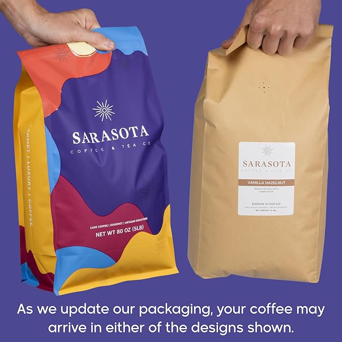 Sarasota Coffee Whole Bean Vanilla Hazelnut | Medium Roast Gourmet Flavored Coffee Beans | Low