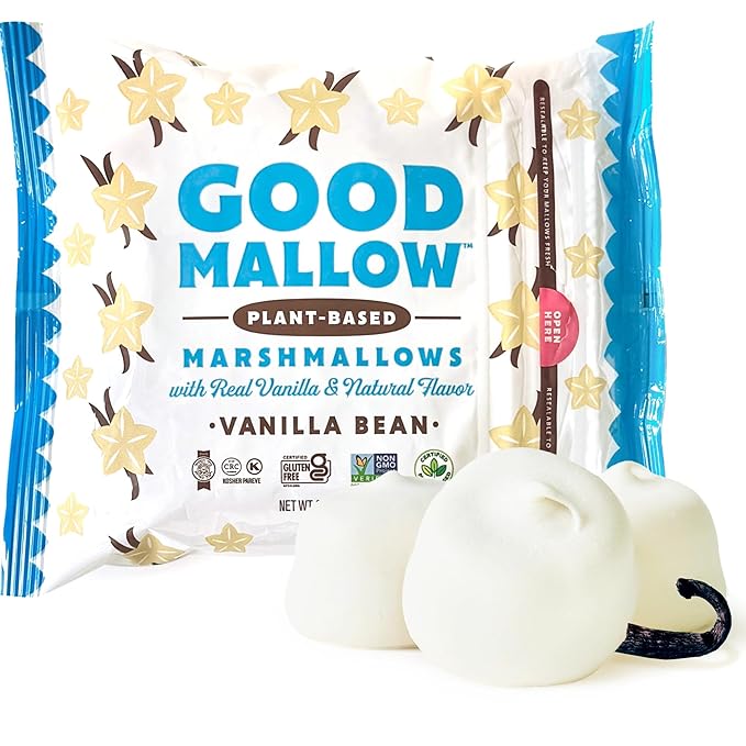 GoodMallow Vegan Marshmallows - Large Kosher Gluten Free Dairy Free Healthy Marshmallows - Natural