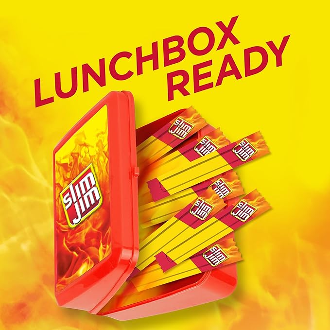 Slim Jim Smoked Meat Sticks, Original Flavor, 6g Protein Per Serving, Snack Size, Lunchbox Snack