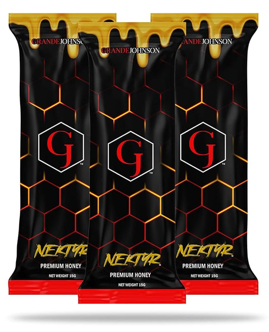 Grande Johnson - Nektyr - Organic Premium Natural Pure Honey with Jelly Bee Pollen - Pack of 3