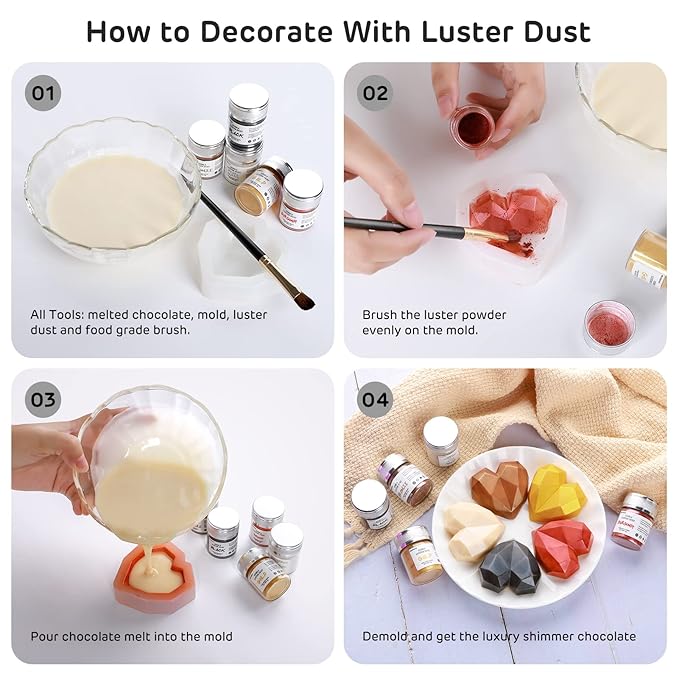 Nomeca Edible Luster Dust, 8 Grams Food Grade Shimmer Gold Cake Dust Metallic Food Coloring Powder