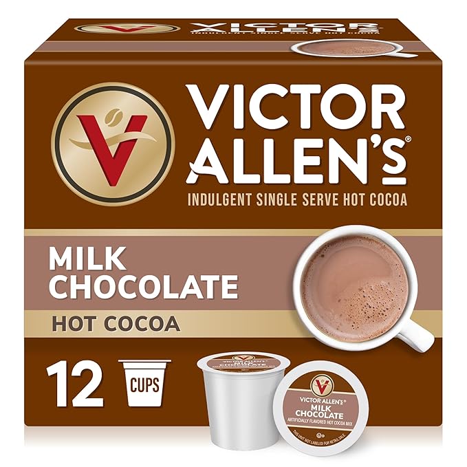 Victor Allen's Coffee, Milk Chocolate Hot Cocoa, 12 Count, Single Serve Hot Cocoa Pods for Keurig