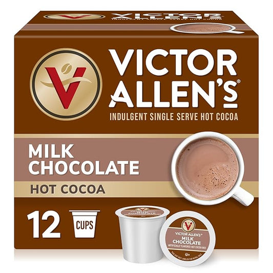 Victor Allen's Coffee, Milk Chocolate Hot Cocoa, 12 Count, Single Serve Hot Cocoa Pods for Keurig