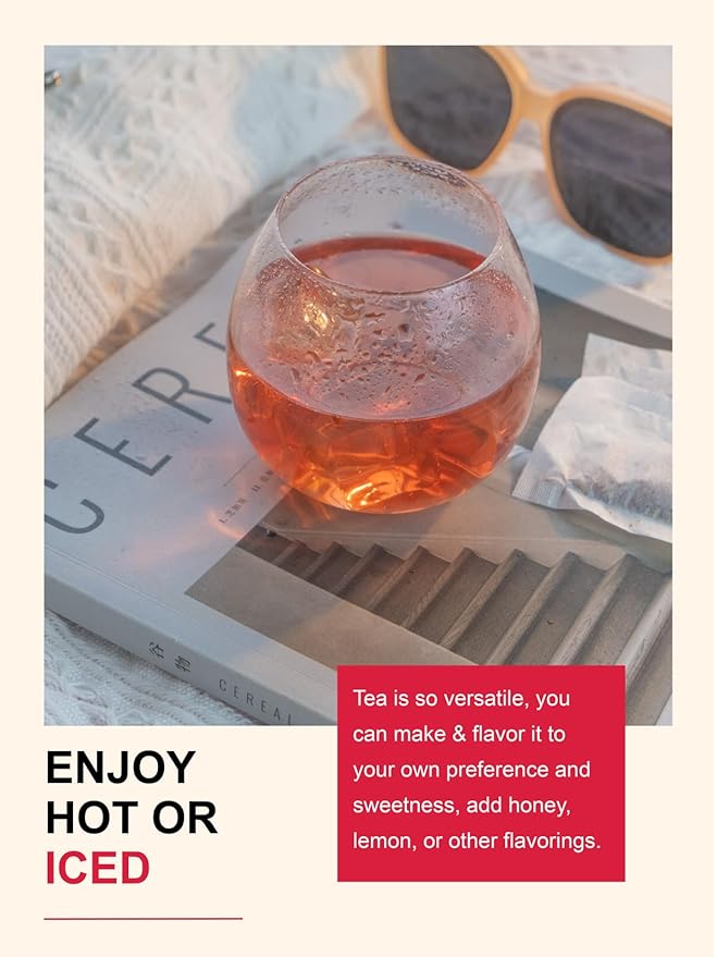 TeeLux Rosehip & Hibiscus Tea Bags, 2.5g/bag, Slight Tart Taste & Fruity Flavor, Caffeine Free, 60