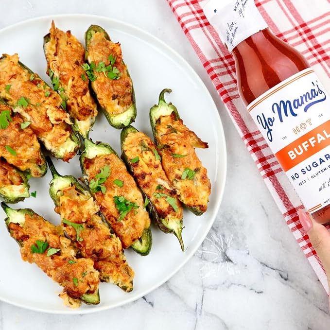 Yo Mama???Foods Keto Hot Buffalo Dipping, Marinade & Wing Sauce - Pack of (3) - Low-Zero Carb, No
