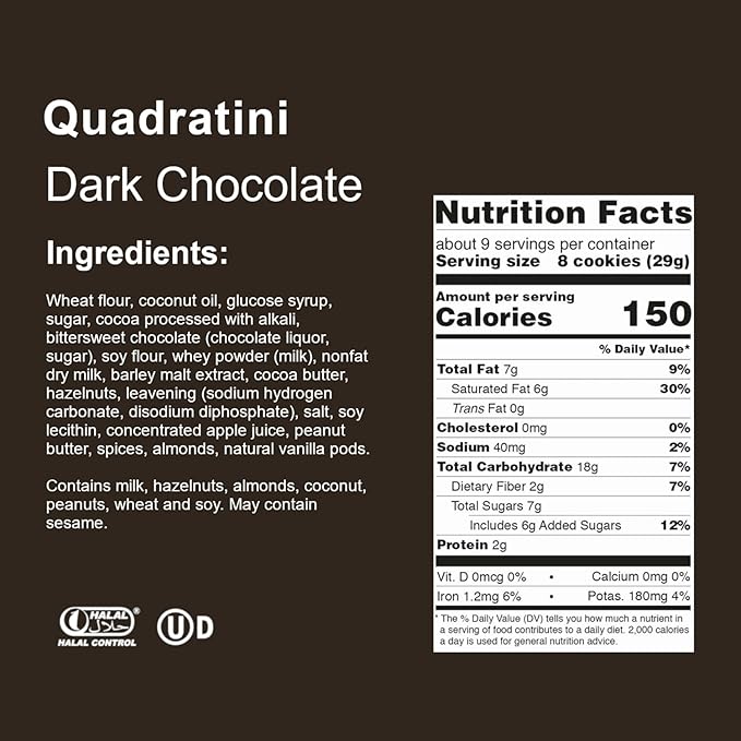 Loacker Quadratini Variety Pack Wafer Cookies LARGE - 30% Less Sugar - Mix of Hazelnut, Dark
