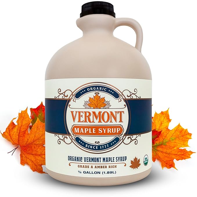 Vermont Maple Syrup - 64 oz Grade A, Amber Rich Organic Maple Syrup - 100% Pure and Authentic Maple