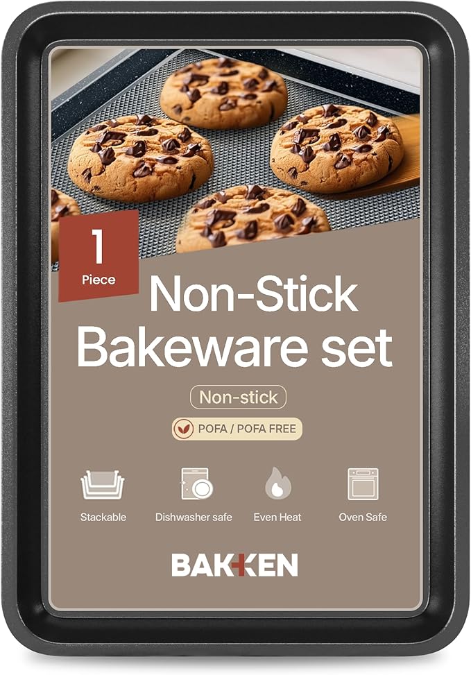 BAKKEN Kitchen Baking Pans - Nonstick Gray Coating, 13.58’’ × 9.65’’ Commercial Grade Carbon Steel