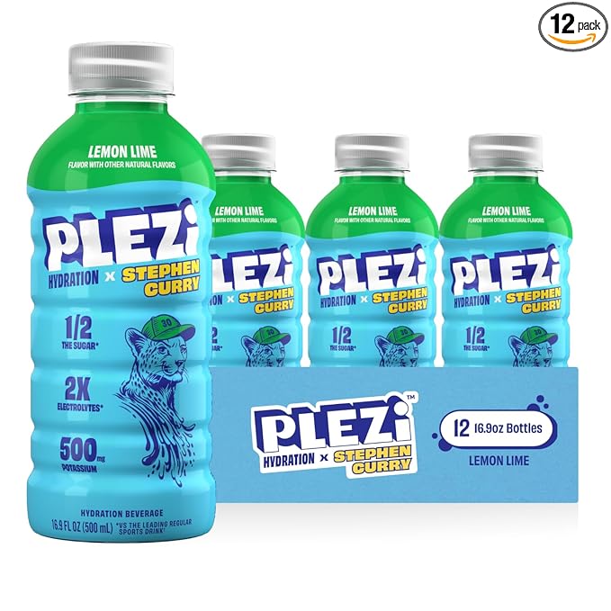 PLEZi Lemon Lime Hydration Drink x Stephen Curry - Sports Drinks with 2X Electrolytes - 500mg