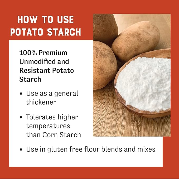 Judee’s Unmodified Potato Starch 2.5 lb - Just One Ingredient - Great for Breading, Thickening