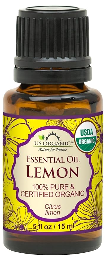 US Organic 100% Pure Lemon Essential Oil - USDA Certified Organic, Cold Pressed - W/Euro droppers