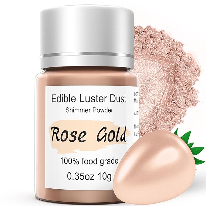 Rose Gold Luster Dust Edible Glitter for Cocktails ??10g Colaele Edible Shimmering Dust for