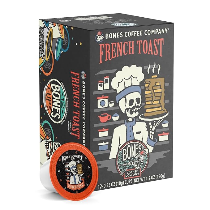 Bones Coffee Company Flavored Coffee Bones Cups French Toast | 12ct Single-Serve Coffee Pods