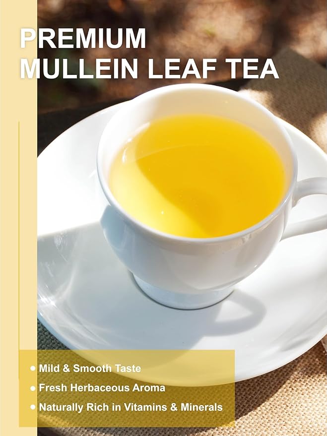 TeeLux Mullein Leaf Tea Bags, 3g/Bag, 60 Count, Natural Mullein Leaves, Caffeine Free